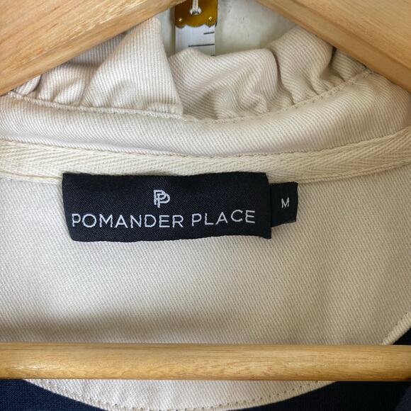 Tuckernuck Charlotte Terry Dress Size Medium Navy Blue Mini Pomander Place *flaw - Picture 13 of 16